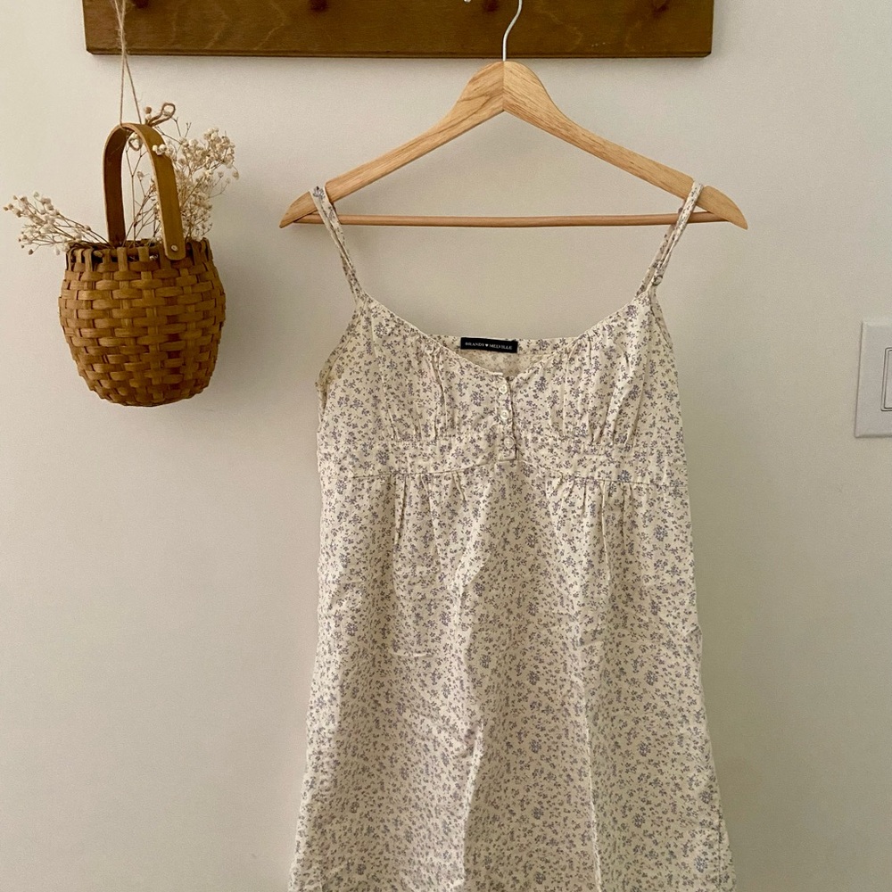 Brandy Melville Cream Floral Mini Dress